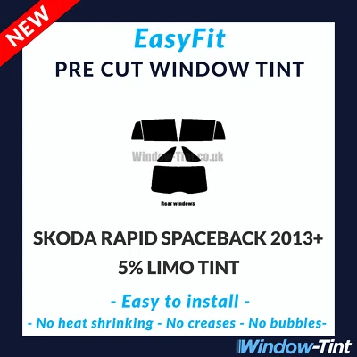 EasyFit Static Pre Cut Tint For Skoda Rapid Spaceback 2013 5% Limo Rear - Image 1 of 3