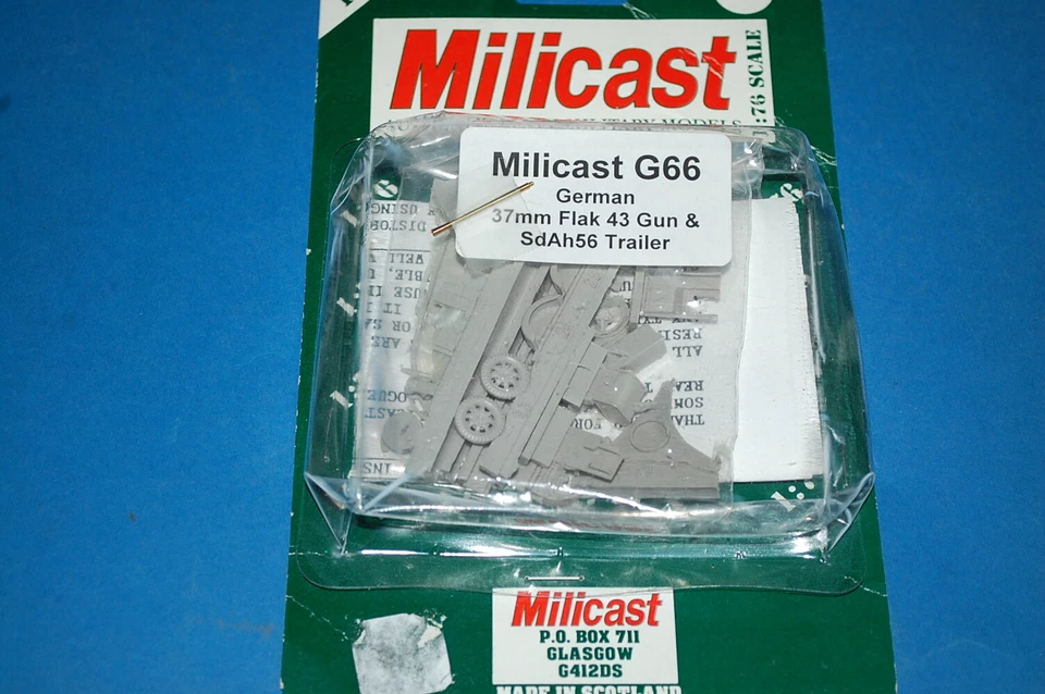 Milicast G66 - German 37mm Flak 43 Gun & SdAh56 Trailer  scala 1/76 - Immagine 1 di 1