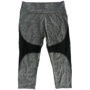 Leggings Capri Gray Marl Stretch Mesh Insert Pull On Elastic Waist Cuffs Sz S/M - Picture 1 of 5