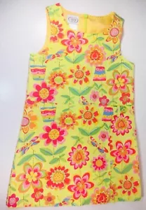 Talbots Kids Girls Dress sz 4 Yellow Pink Floral Sleeveless Wide Strap Cotton - Picture 1 of 14
