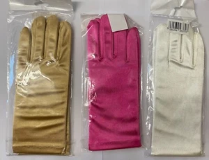 JOB LOT CLEARANCE Ladies Short Wrist Gloves Smooth Satin Party Prom Wedding Fun - Picture 1 of 1