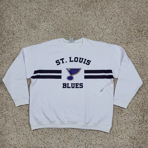 St Louis Blues Sweatshirt Mens 3XL XXXL White Sweater Hockey NHL Adult Read * Cover