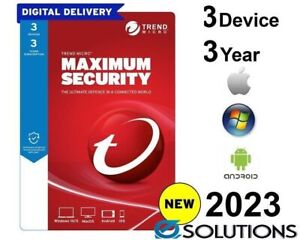 Trend Micro Maximum Security 2023 - 3 Years 3 Devices for PC, Mac, Android or iO