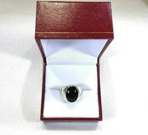 Men's Created Black Onyx Inlay Solid Sterling Silver Dome Ring- size 10 1/4 - Picture 1 of 12