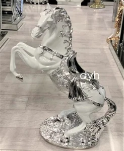 NEW XXL White & Silver Italian Horse Ornament Porcelain Romany Ceramic 64cm Home - Picture 1 of 1