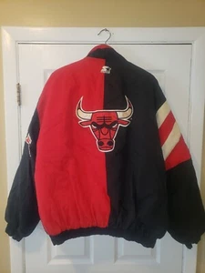 Vintage Starter Eastern Conference Chicago Bulls Black and Red Jacket XL (Korea) - Picture 1 of 7