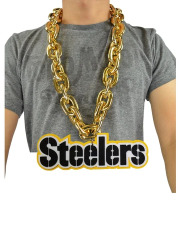 New NFL Pittsburgh Steelers Gold Color Fan Chain Necklace Foam Cover