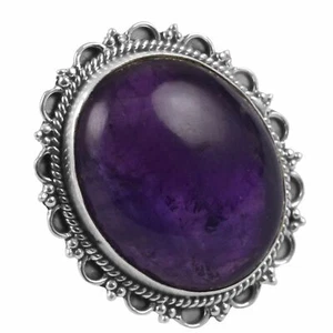 Amethyst Gemstone Solid 925 Sterling Silver Ring Jewelry Size-8 AR-8017 - Picture 1 of 1