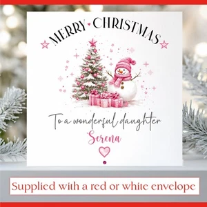Personalised Snowman Christmas Card Daughter Granddaughter Niece Goddaughter - Picture 1 of 13