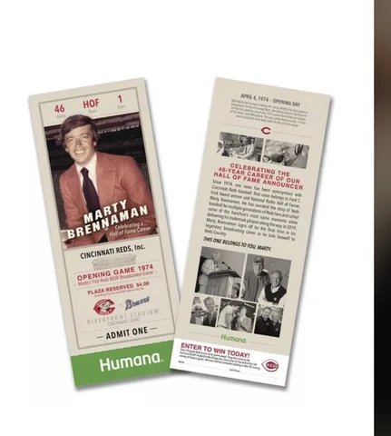 Marty Brennaman Farewell SGA (Replica Ticket) Cincinnati Reds Ready To Ship Cover