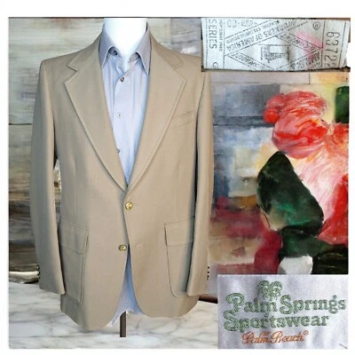 Abrigo Blazer Deportivo 40L Palm Beach Años 60 Beige con Botones Dorados Foto 1 de 4