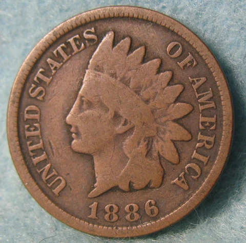 1886 Type 2 Indian Head Penny Small Cent United States Coin #359 Cover