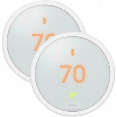 2 Pack! Google Nest Learning Smart WiFi Programmable Thermostat E T4000ES White  - Image 1 of 3