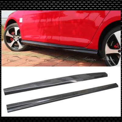 For VW Volkswagen GOLF Mk7 GTI & O Carbon Fiber Side Skirt Extension Lip Spoiler - Image 1 of 4