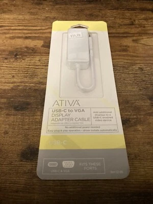 ATIVA USB-C  TO VGA DISPLAY ADAPTER Cable 4521-616  - New in box - Image 1 of 2