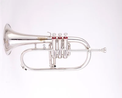 NICKEL-AUSFÜHRUNG Bb 3v FLÜGELHORN BESTE QUALITÄT INSTRUMENT FLÜGELHORN MESSING. - Bild 1 von 4
