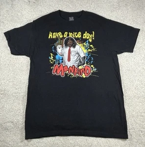 Mankind Have a Nice Day Mick Foley Mens Black T-shirt Large WWE WWF Neon - Picture 1 of 5