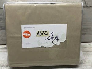 Sky Cotton Percale Full Sheet Set 4pc Tan New - Picture 1 of 4