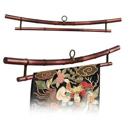 Soporte para tapiz de bambú ahumado, colgador de pared de alfombra, pared de tapiz 28L" x 4W" Foto 1 de 4