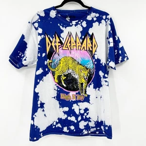 Def Leppard Unisex Blau Tie Dye Grafikdruck Kurzarm Band Tee T-Shirt S - Bild 1 von 3