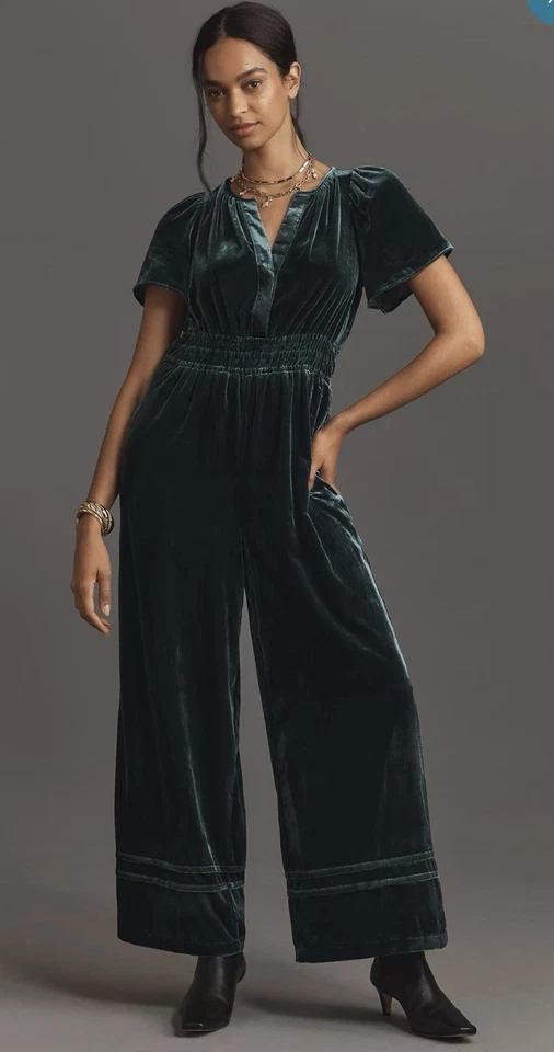 Mono Anthropologie Somerset Edición Terciopelo Talla S Verde Vacaciones Minimalista Foto 1 de 4