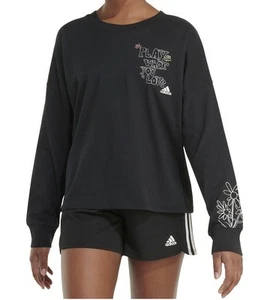adidas Girls L/S Crew Waist Black Pullover Size M (10-12) Brand New‼️ - Picture 1 of 11