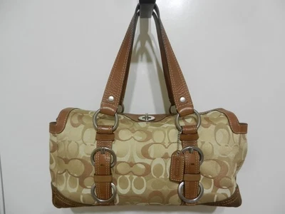 COACH Chelsea Optic 签名深棕色麂皮绒转锁托特包挎包状况完好 #10145 — 第 1/4 张图片