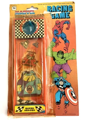 复古 Larami 漫威超级英雄赛车游戏 1978 蜘蛛侠 绿巨人 美国队长 — 第 1/4 张图片
