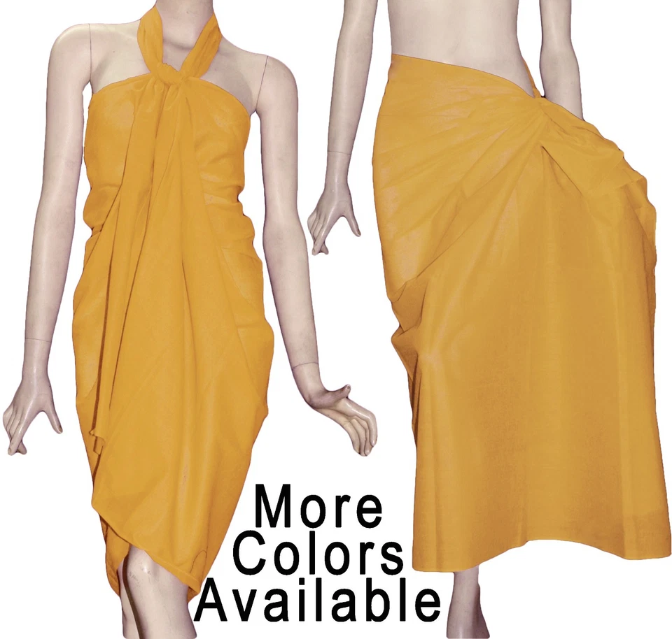 Beautiful 100% Pure Cotton Coverup Solid Plain Beach Swimwear Wear Various Color - Image 1 of 1