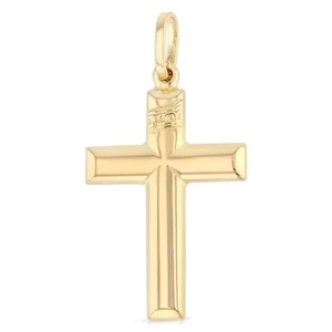 14K Yellow Gold Religious Cross Pendant For Necklace or Chain - Picture 1 of 5
