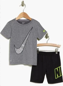 Nike Boy Gray 2 piece Dri-Fit Graphic T-Shirt And Shorts Set Size 2T Brand New‼️ - Picture 1 of 12