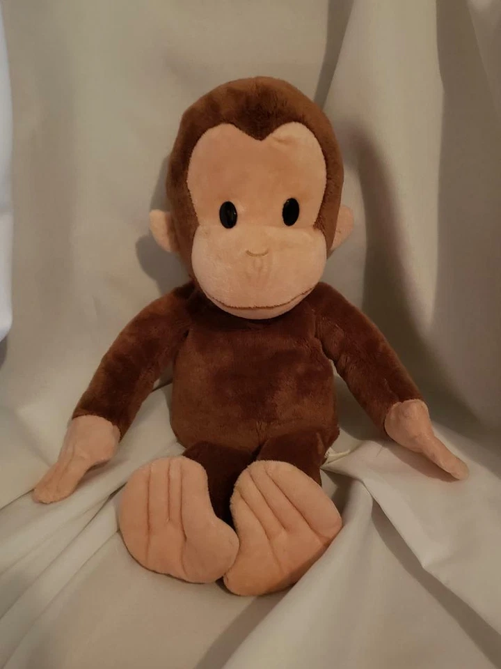 Applause Curious George Monkey plush 16" laying flat retired button eyes  - Image 1 of 1