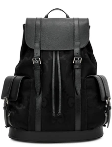 Gucci Jumbo GG Canvas Backpack GENUINE Black Monogram Leather Drawstring £2300 - Picture 1 of 22