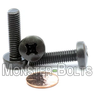 Großpackung Menge 500 - M8 x 30 mm DIN 7985A Metrisch Kreuzschlitz Pan Maschinenschraube Schwarz Ox - Bild 1 von 2