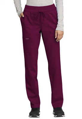 Cherokee Workwear Scrubs Mid Rise Tapered Leg Drawstring Pant WW105 WIN Wine - Image 1 of 4