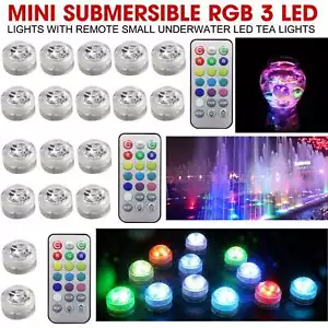 Mini Submersible RGB 3 Led Lights with Remote Small Underwater Led Tea Lights Nd - Picture 1 of 14