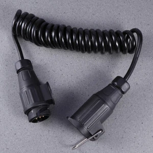 12 V Trailer Plug Cord Automotive Electrical Wiring Spring Coiled Cable - Photo 1 sur 11