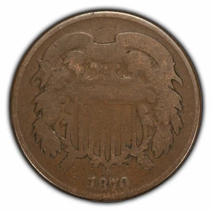 1870 2c Two-Cent Piece - Full-Rim Good+ - Semi-Key Date - SKU-Z2404 - Picture 1 of 4
