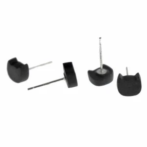 Porcelain Earrings - Black Cat Studs - 7mm x 6mm - 2 Pieces 1 Pair - ER628 - Picture 1 of 1