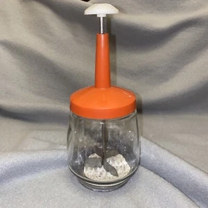 Vintage Orange Lebensmittel Nuss Zerkleinerer Glas Edelstahl Klingen mit Scheibe USA - Bild 1 von 3