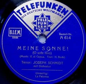 JOSEPH SCHMIDT "O sole mio (Mi sol) / La Paloma (La paloma)" Telefunken 10" - Imagen 1 de 2