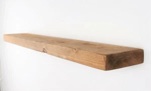 Rustic Floating Shelf Wood Solid Chunky Handmade with Brackets 6x2 - Picture 1 of 12