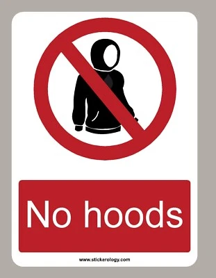 STICKEROLOGY NESSUN CAPPUCCIO ADESIVO SEGNO SCEGLI TAGLIA STANDARD O ADESIVO VETRO