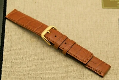 New Gucci 17 MM Brown Genuine Crocodile Watch Band-Generic Clasp-(17.134GC) - Image 1 of 3