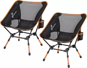 Camping Chairs: 3 Heights Adjustable Folding Chairs for Outside, 2 Side Pockets - Picture 1 of 12