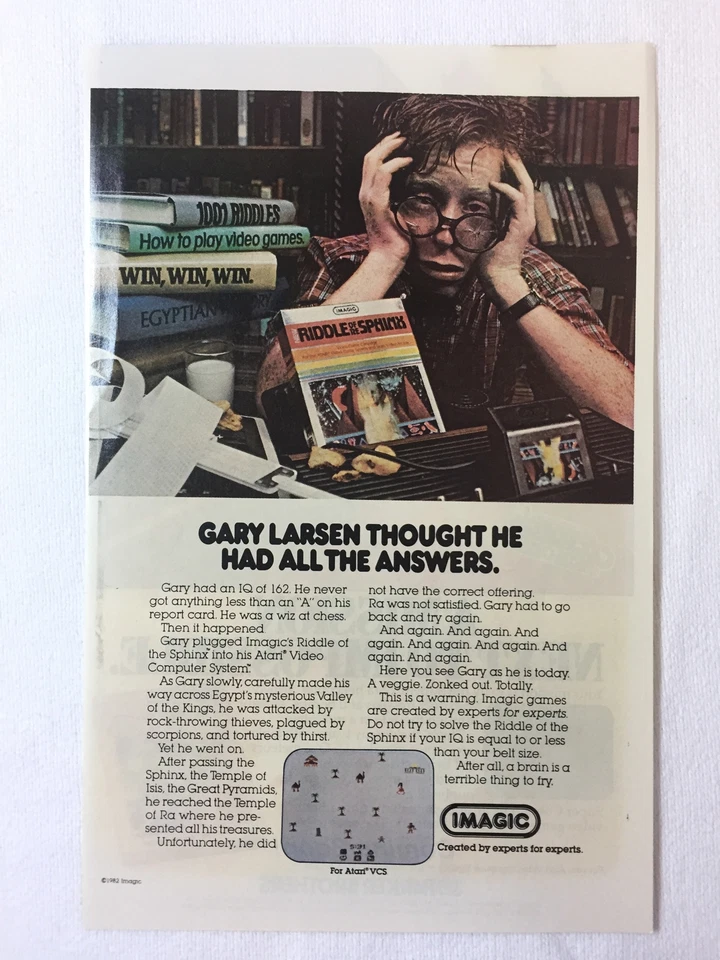 1982 Imagic/Atari video game ad page ~ RIDDLE OF THE SPHINX - Image 1 of 1