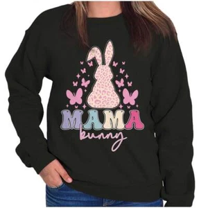 Cute Spring Easter Mama Bunny Butterflies Womens Crewneck Sweatshirt Pullover - Picture 1 of 7
