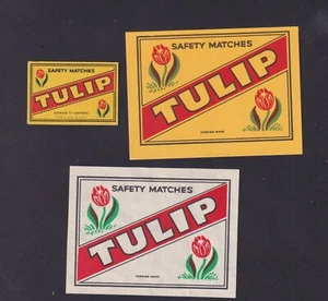 3  Ancienne   étiquette  Allumettes  Tchécoslovaquie  BN183662 Tulipe - Picture 1 of 1