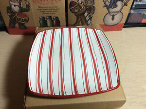 New Yankee Candle Plate Ceramic Red Striped Large Tray Christmas Winter Candy