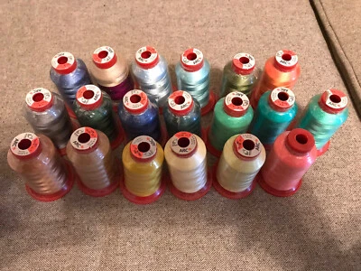 Embroidery Thread Lot Arc Rayon 40 Weight 1000m Soft Yellow Set 19 Each - Image 1 of 3